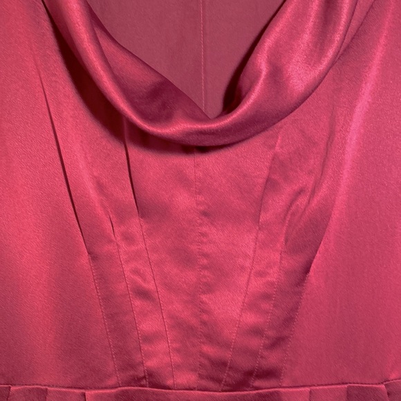 BCBGeneration Satin Finish Cowl Neck Dress, wine colored, size small. - Picture 3 of 5